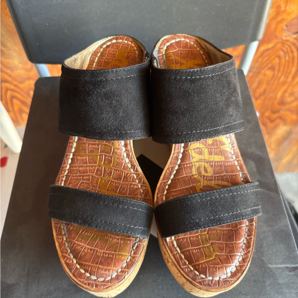 Sam Edelman Black Suede Slide Sandals